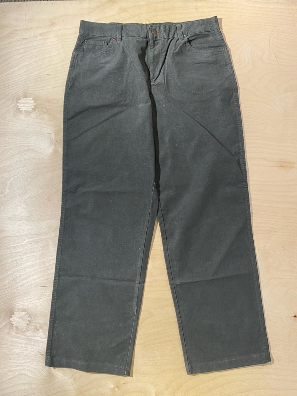 Basic Editions Corduroy Charcoal Straight-Leg Pants 14 (QY)
